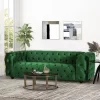 Sagewood Contemporary Velvet Tufted 3 Seater Sofa Emerald/Espresso - Christopher Knight Home