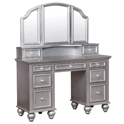 3pc Branson 9 Drawer Transitional Vanity Table Set - HOMES: Inside + Out 4 3pc Branson 9 Drawer Transitional Vanity Table Set - HOMES: Inside + Out - Image 4