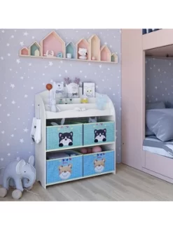 Year Color School Supply, Nursery, Daycare, Toddler, Kids Book Display And Toy Storage Organizer With 6 Fabric Storage Bins -Cozy Living Deals Store GUEST f08dbd43 e6fe 46b5 a47b 544e36a36afe