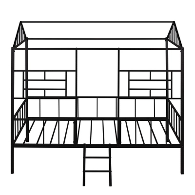 Twin Size Metal House Bed Frame With Slatted Support-ModernLuxe 3 Twin Size Metal House Bed Frame With Slatted Support-ModernLuxe - Image 3