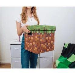 Ukonic Minecraft Grassy Block Fabric Storage Bin Cube Organizer With Lid | 13 Inches -Cozy Living Deals Store GUEST f0b0e7ec 34d0 4221 b1f2 2c1b4cca0534