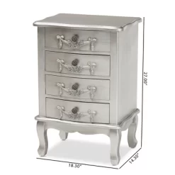 Callen Brushed Wood 4 Drawer Nightstand Silver - Baxton Studio -Cozy Living Deals Store GUEST f0da9765 4371 4734 8f8e 1503454759fa