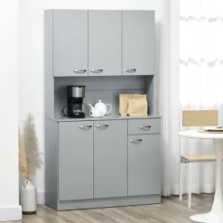 HOMCOM 71" Freestanding Buffet With Hutch, Kitchen Pantry, Cupboard With 6 Doors, 3 Adjustable Shelves, And 1 Drawer