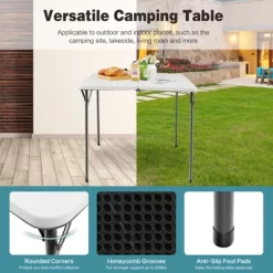 Tangkula Folding Camping Table Portable Picnic Table With All-Weather HDPE Tabletop Metal Frame & Carry Straps White/Gray -Cozy Living Deals Store GUEST f16f153f fe7b 411f 8e6f af6aae9feca2