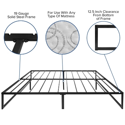 Merrick Lane 14 Inch Steel Bed Frame With Steel Slat Support For Any Mattress (No Box Spring Required) 6 Merrick Lane 14 Inch Steel Bed Frame With Steel Slat Support For Any Mattress (No Box Spring Required) - Image 6