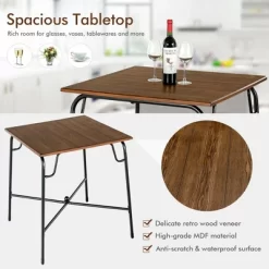 Costway 5PCS Bar Table Set Counter Height Dining Set W/ 4 Stools Rustic Brown -Cozy Living Deals Store GUEST f2285479 7b42 4074 8d68 705bf23774c1