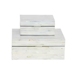 Set Of 2 Shell Mosaic Patterned Wood Box White - Olivia & May -Cozy Living Deals Store GUEST f249227b 4b71 4793 ada5 acee9bf7c5cc