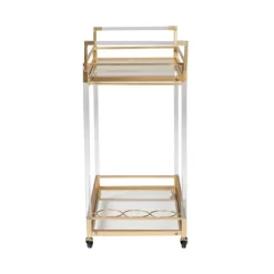 Savannah Metal And Glass Wine Cart Gold/Clear - Baxton Studio -Cozy Living Deals Store GUEST f2d14161 b13f 4426 a7a1 007e549394b0