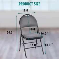 Costway Set Of 6 Folding Chairs Fabric Upholstered Padded Seat Metal Frame Home Office