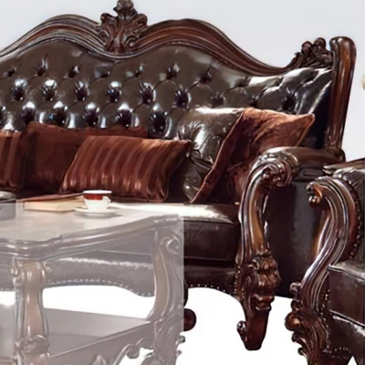 89" Vendome Ii PU Sofa Two Tone Dark Brown/Cherry - Acme Furniture 3 89" Vendome Ii PU Sofa Two Tone Dark Brown/Cherry - Acme Furniture - Image 3