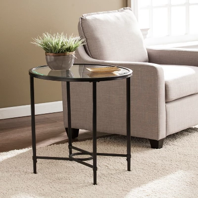 Dickinson Metal/Glass Oval Side Table Black - Aiden Lane 2 Dickinson Metal/Glass Oval Side Table Black - Aiden Lane - Image 2