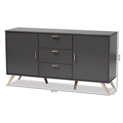 Kelson Wood 2 Door Sideboard Buffet Dark Gray/Gold - Baxton Studio -Cozy Living Deals Store GUEST f3869892 b6bb 4681 b9bf 5fb9a31dc871