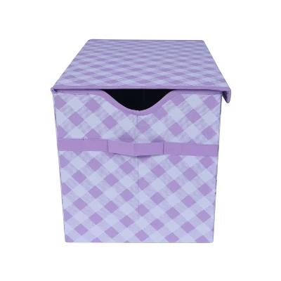 Bacati - Watercolor Floral Purple/Gray Fabric Storage Toy Chest 2 Bacati - Watercolor Floral Purple/Gray Fabric Storage Toy Chest - Image 2
