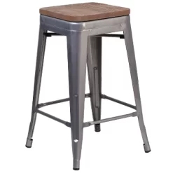 Merrick Lane Clear Coated Gray Metal Bar Counter Stool With Textured Walnut Elm Wood Seat 7 Merrick Lane Clear Coated Gray Metal Bar Counter Stool With Textured Walnut Elm Wood Seat -Cozy Living Deals Store GUEST f3c3c595 a884 4a35 be8b 0b6a2866d671