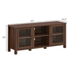 Costway TV Stand Entertainment Center For TV's Up To 65'' W/ Storage Cabinets Walnut