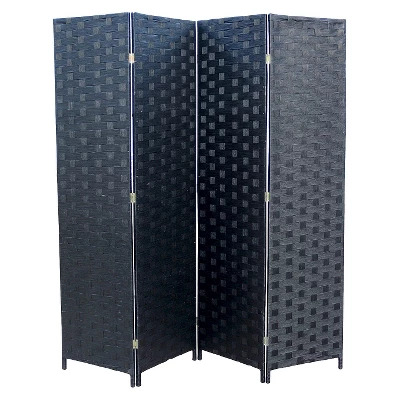 4 Panel Paper Straw Weave Screen On 2" Legs - Ore International 2 4 Panel Paper Straw Weave Screen On 2" Legs - Ore International - Image 2