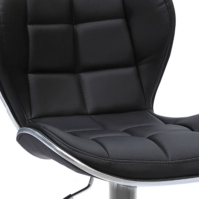 Set Of 2 Adjustable Chrome Accented Bonded Leather Barstool - Corliving 7 Set Of 2 Adjustable Chrome Accented Bonded Leather Barstool - Corliving - Image 7