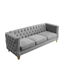 Living Room Modern Velvet Sofa With Button Tufted Square Arms And Metal Legs - ModernLuxe -Cozy Living Deals Store GUEST f4d85a38 ebb4 40c7 84e3 b9d472320ddd