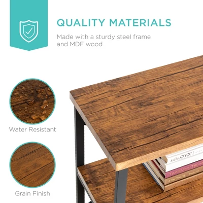 Best Choice Products 55in Rustic 3-Tier Console Table For Living Room, Entry W/ Non-Scratch Feet 5 Best Choice Products 55in Rustic 3-Tier Console Table For Living Room, Entry W/ Non-Scratch Feet - Image 5