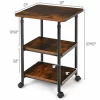 Costway 3-Tier Rolling Adjustable Printer Cart Machine Stand Storage Rack Brown