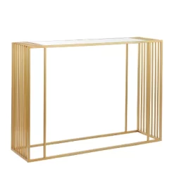 Contemporary Metal Mirrored Console Table Gold - Olivia & May