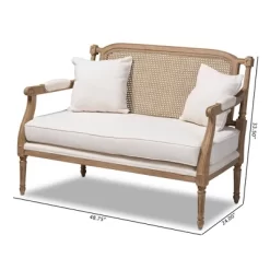 Clemence Upholstered Whitewashed Wood Sofa Loveseat Ivory/Oak - Baxton Studio -Cozy Living Deals Store GUEST f579c495 9777 491f 9c22 e470e3284691