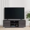Hollywood Wood Grain TV Stand For TVs Up To 55" With Doors Dark Gray - CorLiving