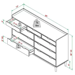 Mid-Century Modern Solid Wood 9 Drawer Horizontal Dresser - Saracina Home -Cozy Living Deals Store GUEST f5f0f1ab b228 4bb6 8748 20f45ddb371e