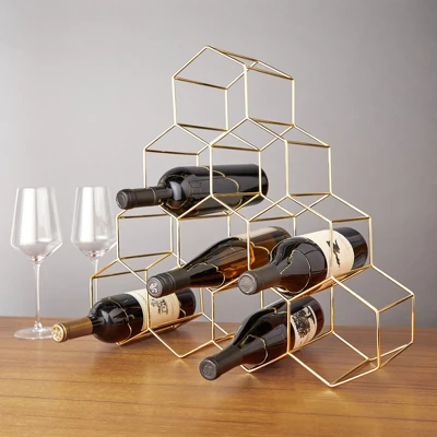 Viski Geo Gold Bottle Wine Rack, Honeycomb Design 2 Viski Geo Gold Bottle Wine Rack, Honeycomb Design - Image 2
