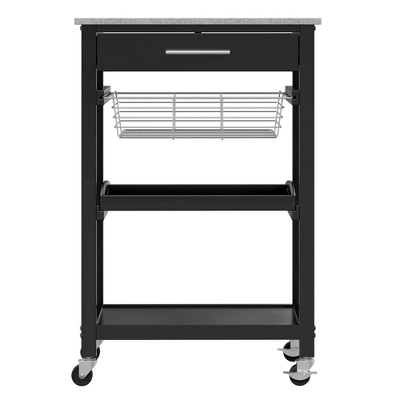 Julia Granite Top Kitchen Cart Wood/Black - Winsome 2 Julia Granite Top Kitchen Cart Wood/Black - Winsome - Image 2
