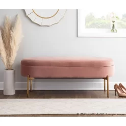 48" Chloe Storage Bench Velvet/Metal Gold/Blush Pink - LumiSource -Cozy Living Deals Store GUEST f67c390a e2f3 4ac4 b392 9b3330db0f77