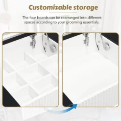 43.3" Modern Vanity Table Set With Flip-Up Mirror, LED Lights And Storage - ModernLuxe -Cozy Living Deals Store GUEST f6cd4564 622d 489c 80e9 7715f011a192