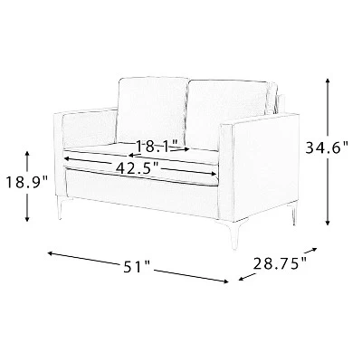 Eldoria Sofa Loveseat With Gold Stainless Leg | Karat Home 8 Eldoria Sofa Loveseat With Gold Stainless Leg | Karat Home - Image 8