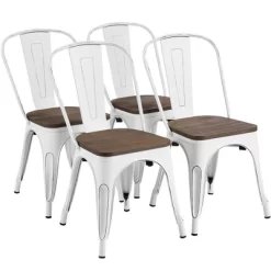 Yaheetech 4PCS Metal Frame And Wood Seat Stackable Dining Chairs With Backrest Footrests -Cozy Living Deals Store GUEST f72b4b5a 3c60 4bd4 8dc8 2945e7a6f698