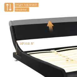 Costway Full Faux Leather Upholstered Platform Bed Adjustable Headboard Black -Cozy Living Deals Store GUEST f7496263 6f8f 42d1 a957 cf0608f3b4b9