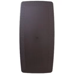 Flash Furniture 5.62-Foot Brown Rattan Indoor-Outdoor Plastic Folding Table With Umbrella Hole