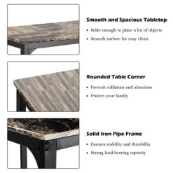 Costway 3 PCS Counter Height Dining Set Faux Marble Table 2 Chairs Kitchen Bar Furniture -Cozy Living Deals Store GUEST f7991759 832f 4293 80db 7e8c9058a022