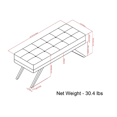 48" Keenan Mid Century Ottoman Bench Faux Air Leather - Wyndenhall 6 48" Keenan Mid Century Ottoman Bench Faux Air Leather - Wyndenhall - Image 6