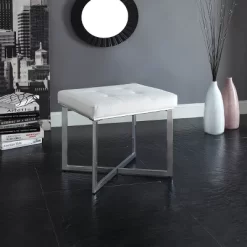 Julia Vanity Bench White/Chrome - Carolina Chair & Table -Cozy Living Deals Store GUEST f81ef6d3 2aed 4ee2 8662 57d53bf73946