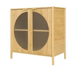 Aash 2-Doors Solid Bamboo Storage Cabinet,Circle-Shape Doors Farmhouse Storage Cabinet With 1 Adjustable Inner Shelves-The Pop Maison -Cozy Living Deals Store GUEST f880450f 5e1c 4051 b08f 08352e701b2a