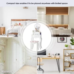 Costway White Vanity Jewelry Makeup Dressing Table Stool Drawer -Cozy Living Deals Store GUEST f8b60341 a85d 4a01 8b6b 36fb18d51e8d