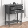 Costway Console Entryway Table W/ 3 Drawers Open Shelf For Hallway Living Room Dark Grey