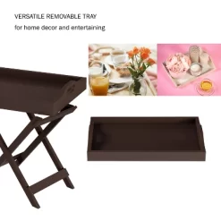 Hastings Home Folding Side Table With Removable Tray Top - Brown -Cozy Living Deals Store GUEST f93066d9 538d 4764 a71d 3b479557cf00