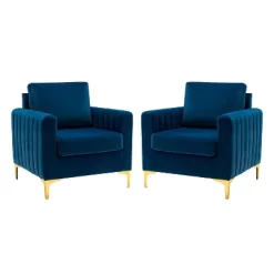 Set Of 2 Iapygia Contemporary Tufted Wooden Upholstered Club Chair With Metal Legs For Bedroom Club Chair| ARTFUL LIVING DESIGN -Cozy Living Deals Store GUEST f9b3f7bb 3649 4c2d 8d83 10927134e19f