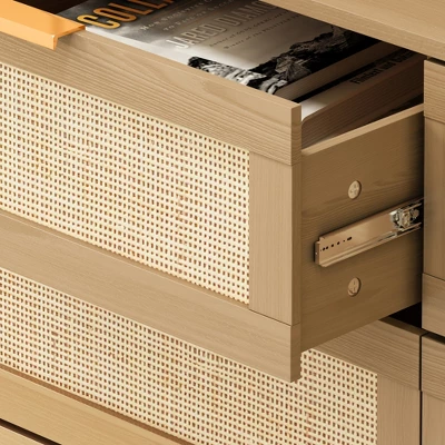 43.31" 6-Drawer Rattan Dresser For Living Room And Bedroom - ModernLuxe 6 43.31" 6-Drawer Rattan Dresser For Living Room And Bedroom - ModernLuxe - Image 6