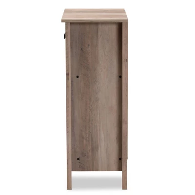 Derek Wood 2 Door Shoe Cabinet-Oak - Baxton Studio 3 Derek Wood 2 Door Shoe Cabinet-Oak - Baxton Studio - Image 3