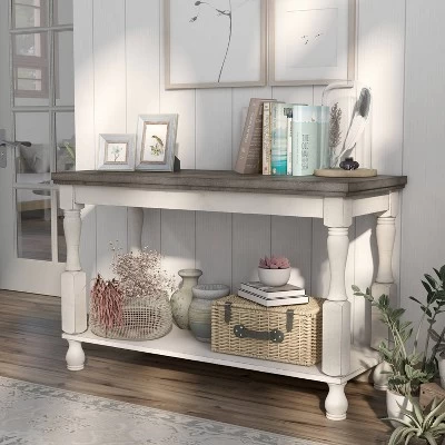 Philoree Farmhouse Console Table Antique White - HOMES: Inside + Out 3 Philoree Farmhouse Console Table Antique White - HOMES: Inside + Out - Image 3