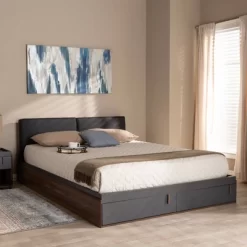 Queen Rikke Two-Tone Wood Platform Storage Bed With Upholstered Headboard Gray - Baxton Studio 12 Queen Rikke Two-Tone Wood Platform Storage Bed With Upholstered Headboard Gray - Baxton Studio -Cozy Living Deals Store GUEST f9eca362 7f21 48be b588 1dee53504ce1
