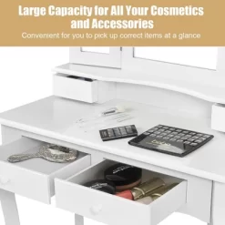 Costway Vanity Makeup Dressing Table Stool 4 Jewelry Wood Desk White -Cozy Living Deals Store GUEST fa1e7389 4721 4fc4 9341 06cdd56a9a3a