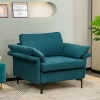 Costway Modern Fabric Accent Armchair Upholstered Single Sofa W/ Metal Legs BlueGrey